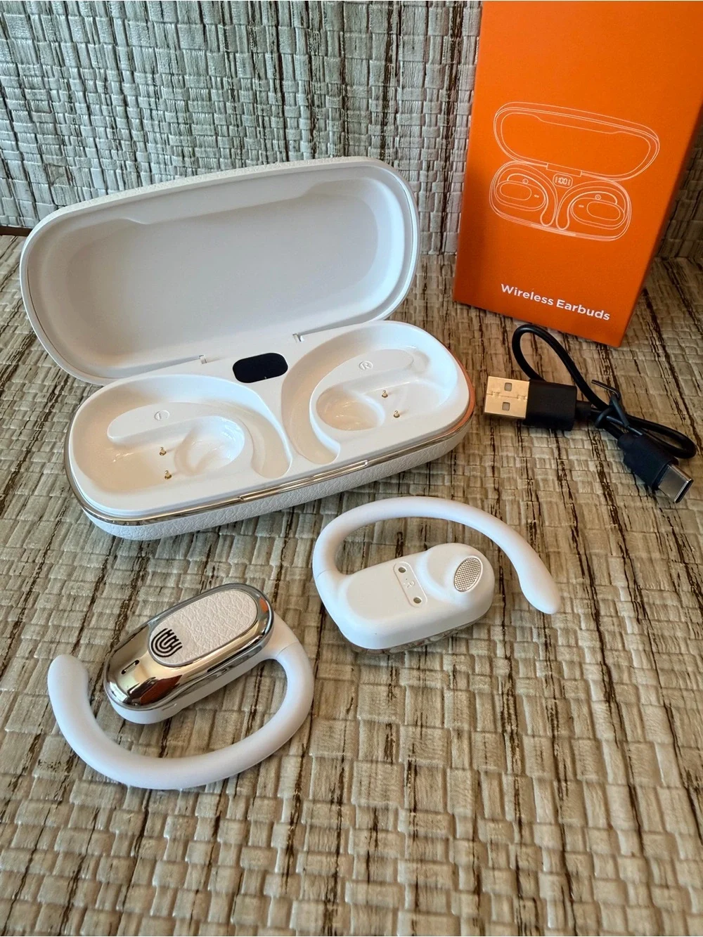 Wireless White Bluetooth Earbuds with Charging Case